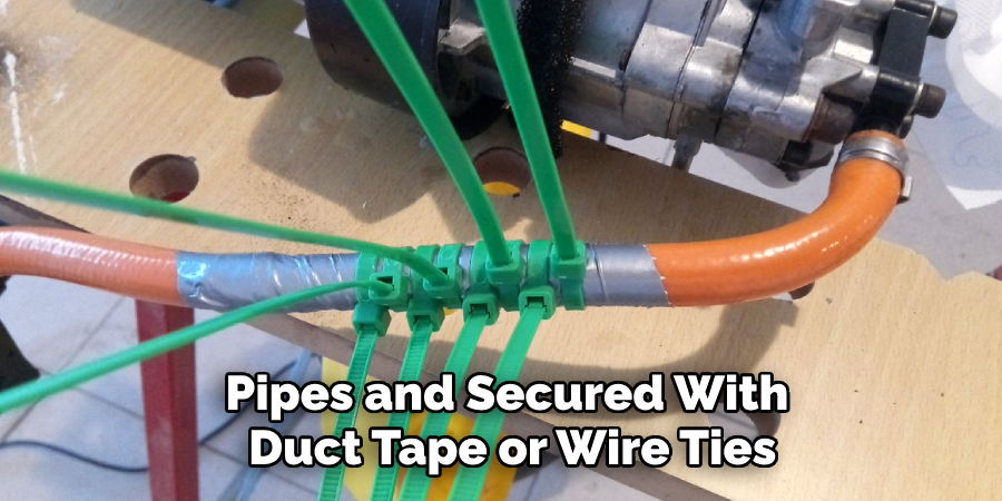 Pipes and Secured With 
Duct Tape or Wire Ties