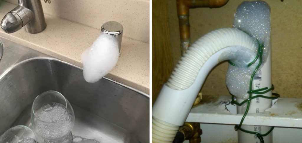 soap suds coming out of kitchen sink